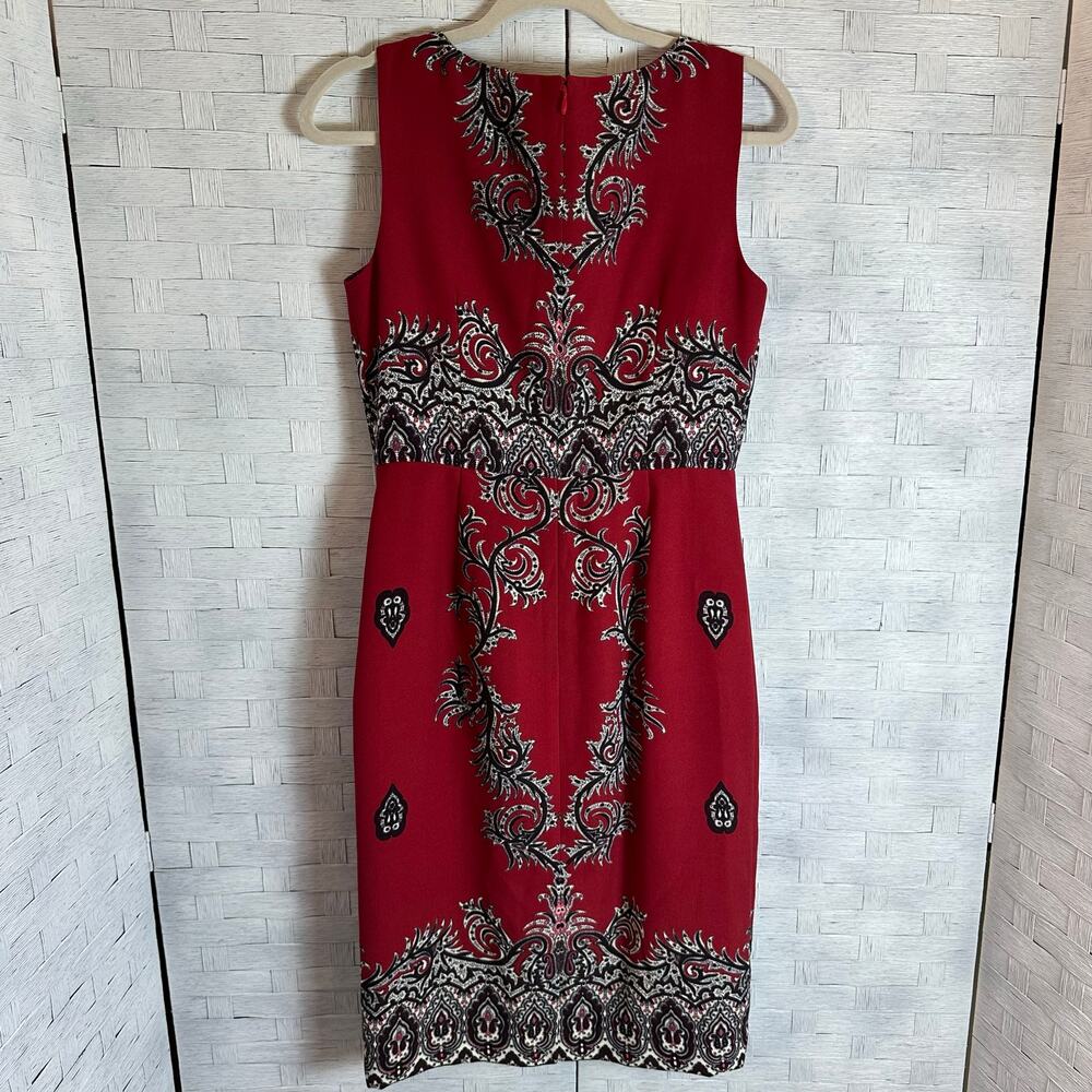 Talbots Womens Dress bodycon pencil paisley sleeveless academia feminine - Picture 2 of 11